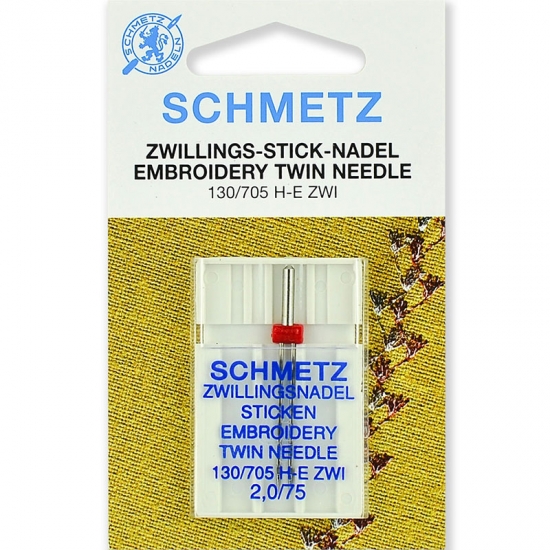 Двойная вышивальная игла Schmetz Twin Embroidery №75/2.0
