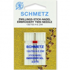 Голка подвійна вишивальна Schmetz Twin Embroidery №75 / 3.0